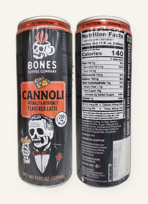 Bones Coffee Company Cannoli Latte can