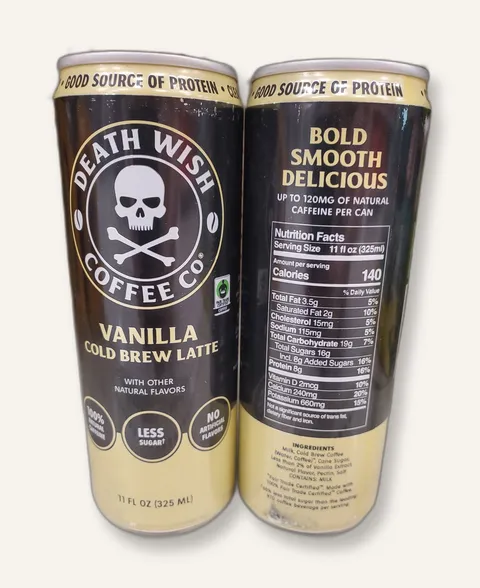 Death Wish Coffee Vanilla Cold Brew Latte can
