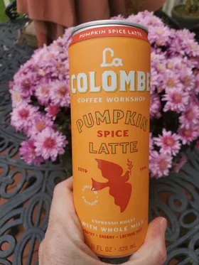 My can of La Colombe Pumpkin Spice Draft Latte, photographed the day I drank it