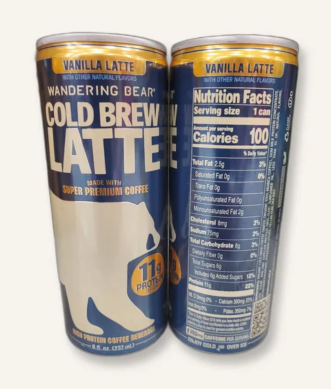 Wandering Bear Vanilla Cold Brew Latte can